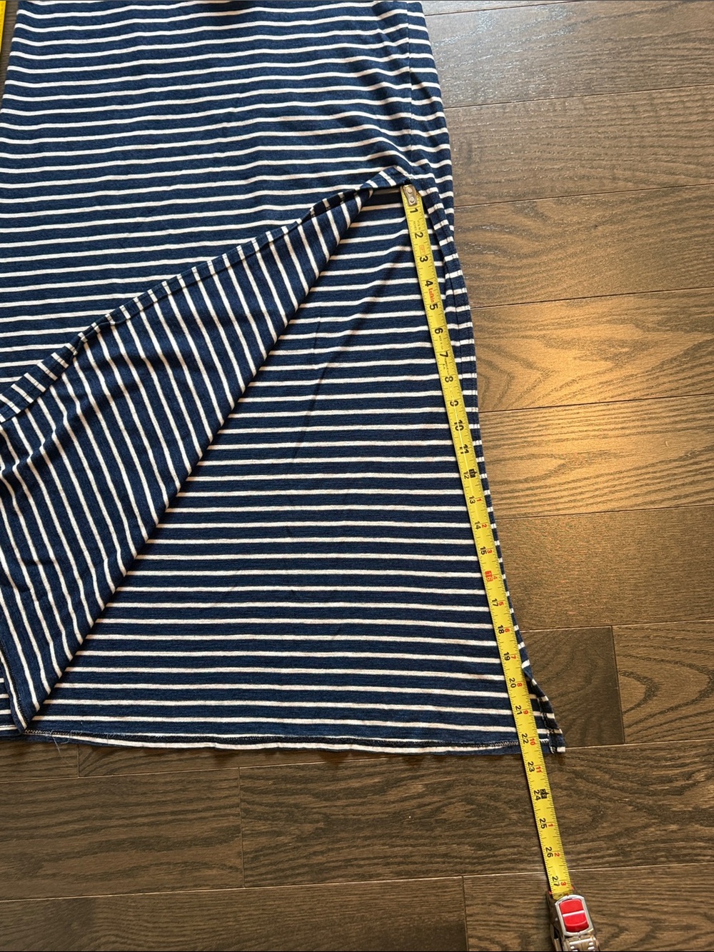Splendid Striped Navy and White Maxi Skirt With Side Slit - Picture 3 of 3
